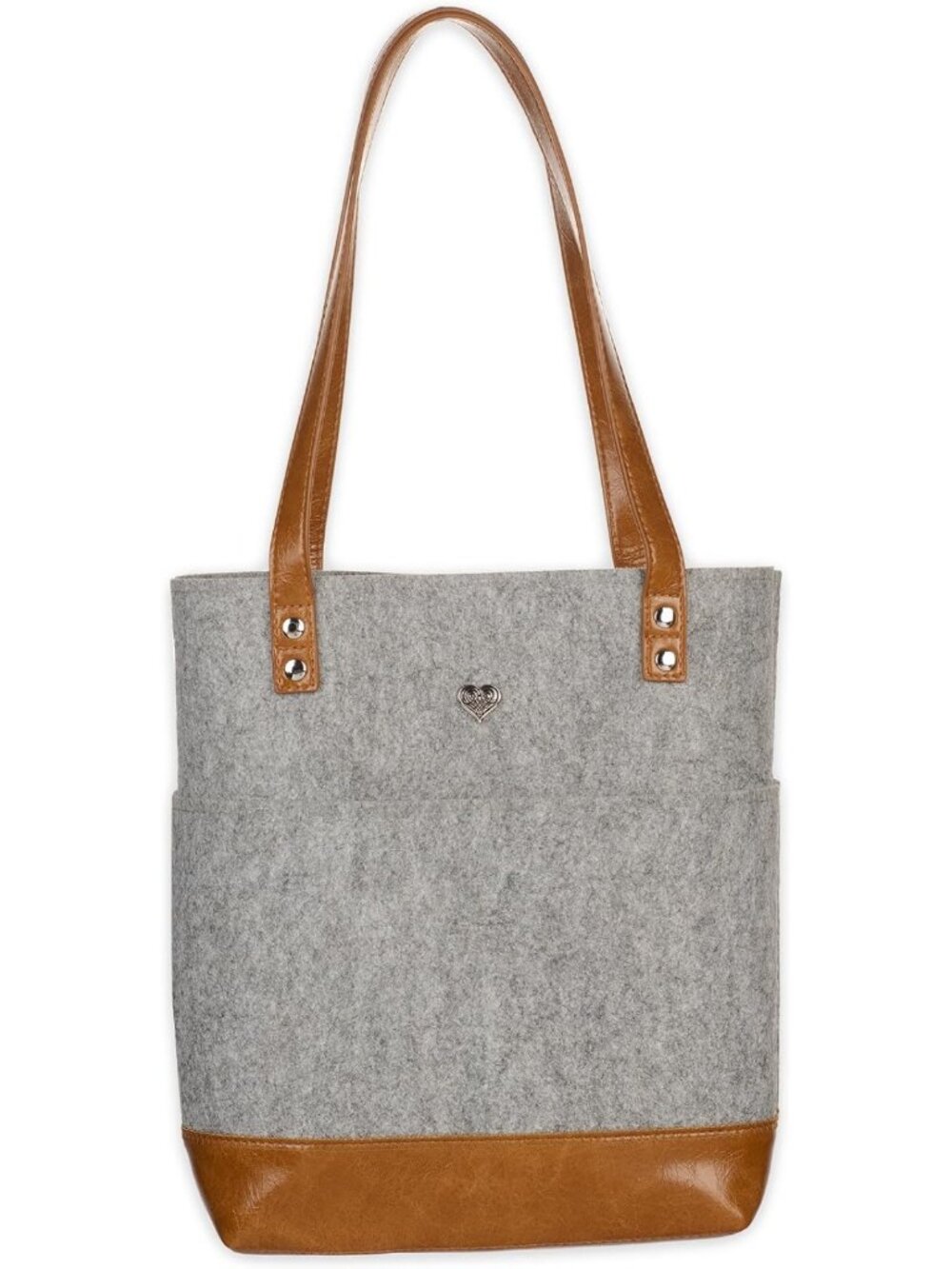 Stylish Bible Tote for Women - Felt & Faux Leather, Heart Badge, Pockets